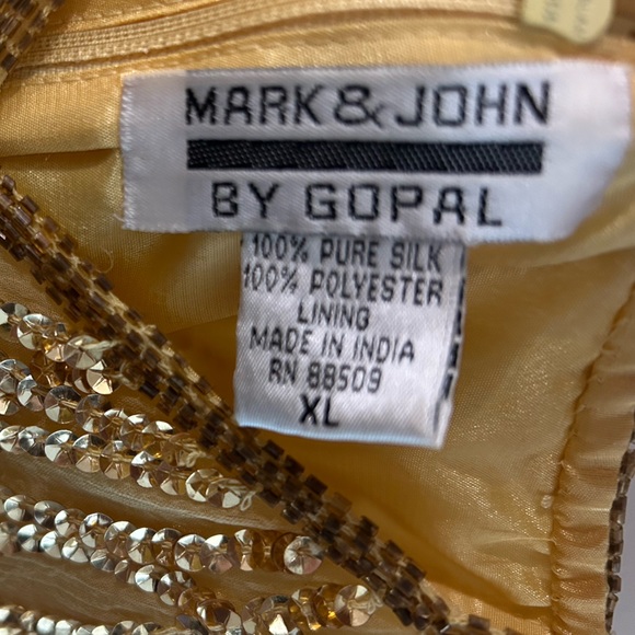 80s Vintage Sequin Gold Dress Mark & John By Gopal/ Gold Chrome Dress - Picture 4 of 6